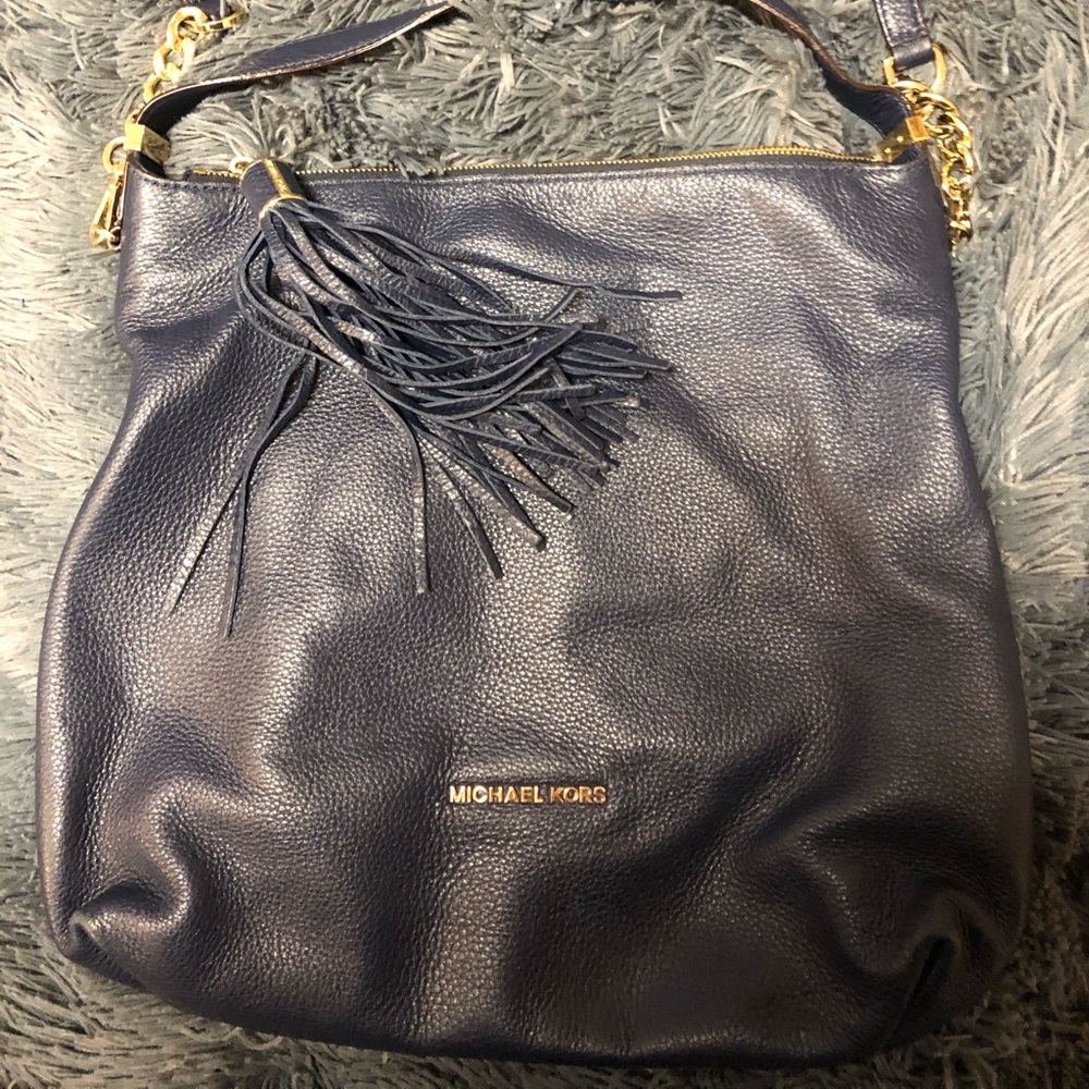 Michael Kors Navy Pebbled Hobo Bag
